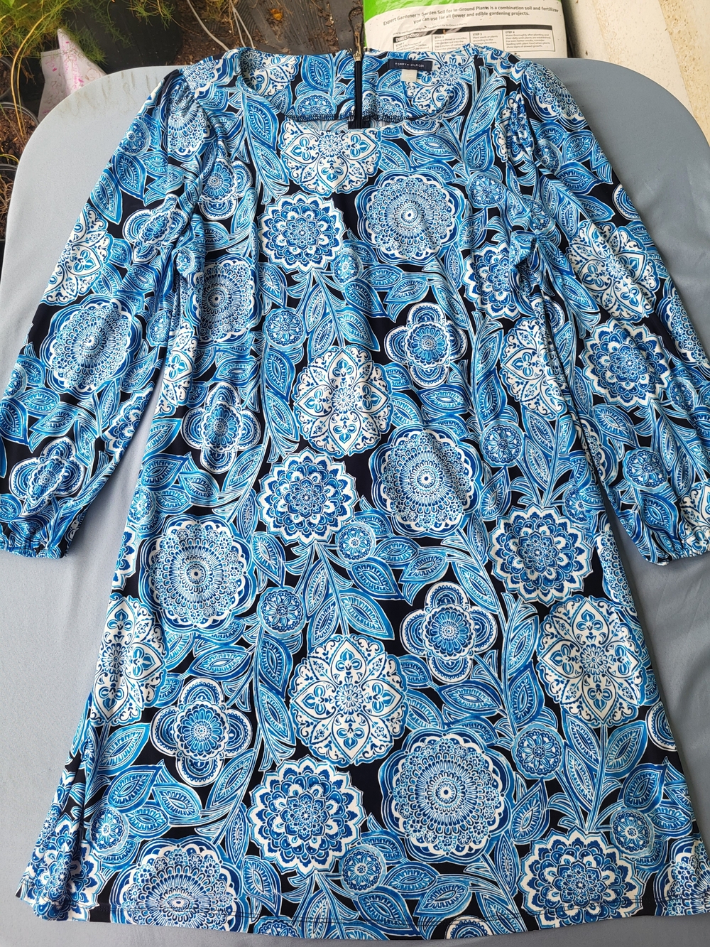 Tommy Hilfiger Blue & White Paisley-Print Midi Dress